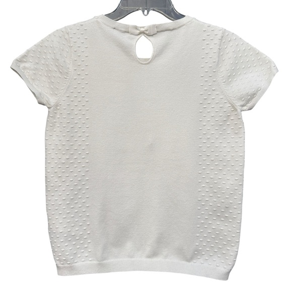 Sinéquanone White Textured Short Sleeve Knit Top w/ Bow Back (Small) - Picture 2 of 6
